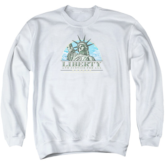 Liberty And Justice - Adult Crewneck Sweatshirt - White