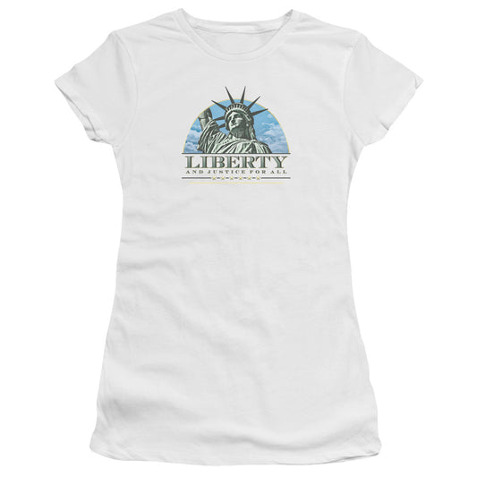 Liberty And Justice - Short Sleeve Junior Sheer - White T-shirt