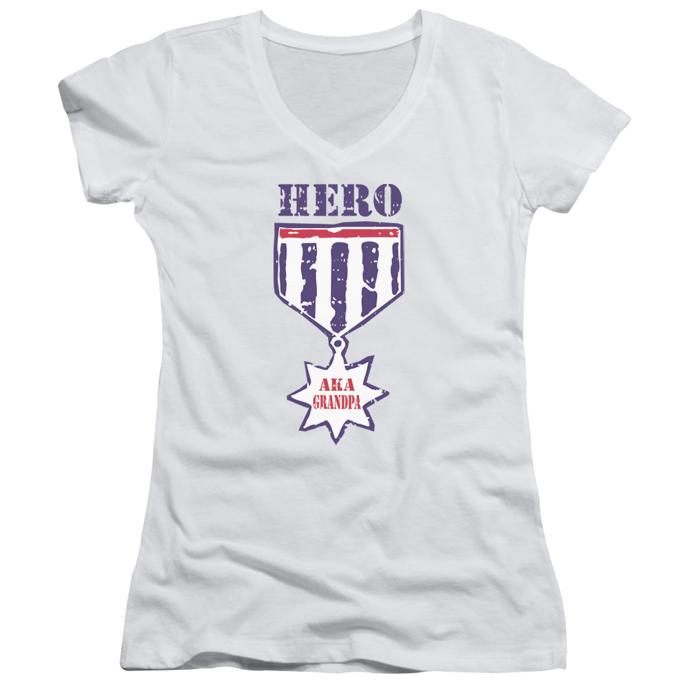 Hero Aka Grandpa - Junior V-neck - White