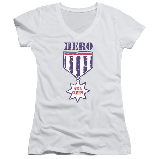 Hero Aka Grandpa - Junior V-neck - White