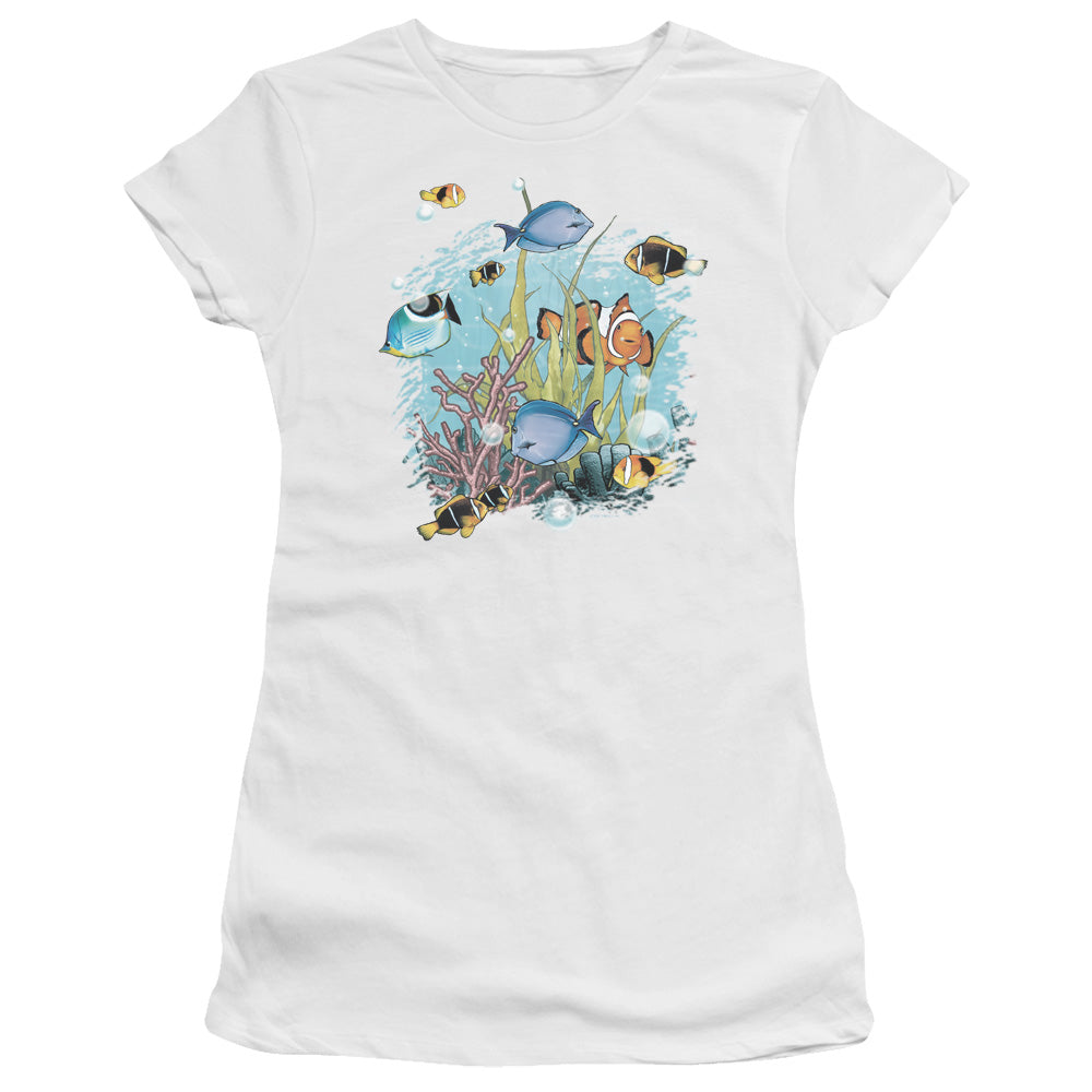 Wildlife - Tropical Fish - Short Sleeve Junior Sheer - White T-shirt
