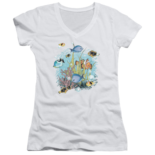 Wildlife - Tropical Fish - Junior V-neck - White