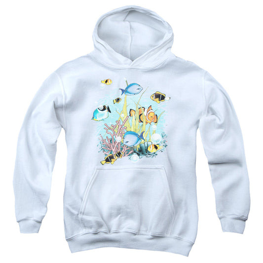 Wildlife - Tropical Fish - Youth Pull-over Hoodie - White