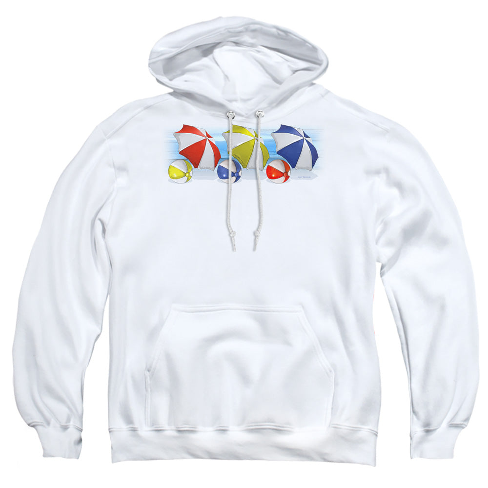 Umbrellas And Beachballs - Adult Pull-over Hoodie - White