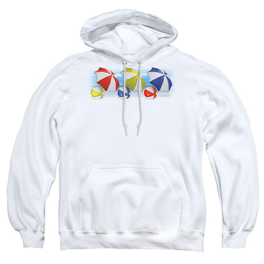Umbrellas And Beachballs - Adult Pull-over Hoodie - White