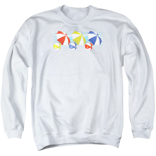 Umbrellas And Beachballs - Adult Crewneck Sweatshirt - White
