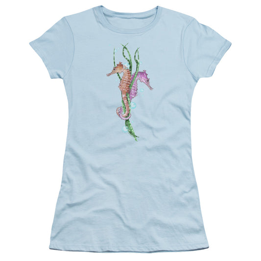 Wildlife - Seahorse Dance - Short Sleeve Junior Sheer - Light Blue T-shirt
