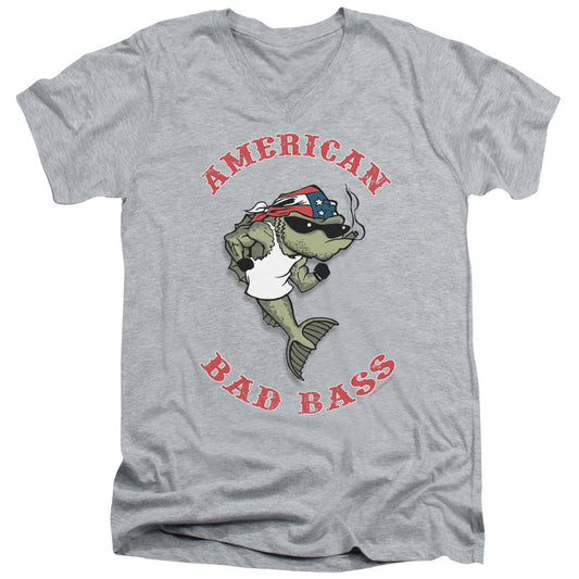 American Bad Ass - Short Sleeve Adult V-neck - Athletic Heather T-shirt