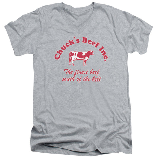 Chucks Beef - Short Sleeve Adult V-neck 30 - 1 - Athletic Heather T-shirt
