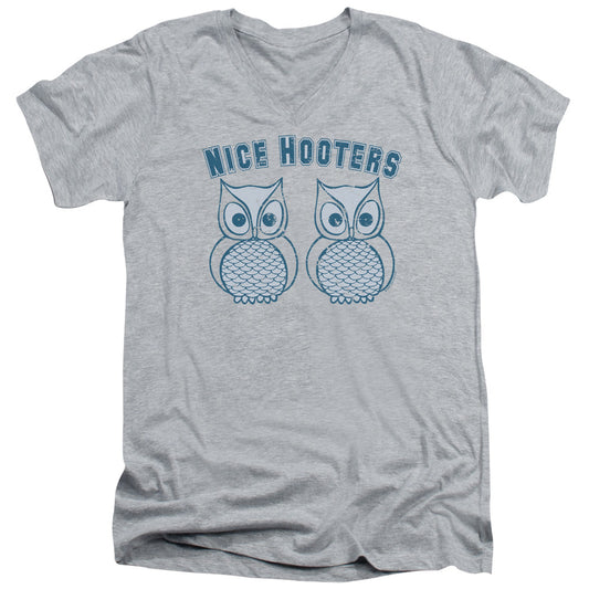 Nice Hooters - Short Sleeve Adult V-neck - Athletic Heather T-shirt