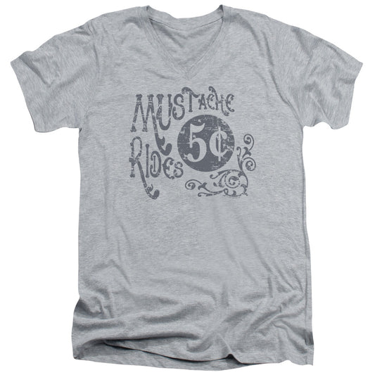 Mustache Rides - Short Sleeve Adult V-neck - Athletic Heather T-shirt