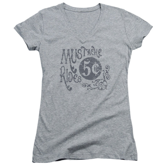 Mustache Rides - Junior V-neck - Athletic Heather