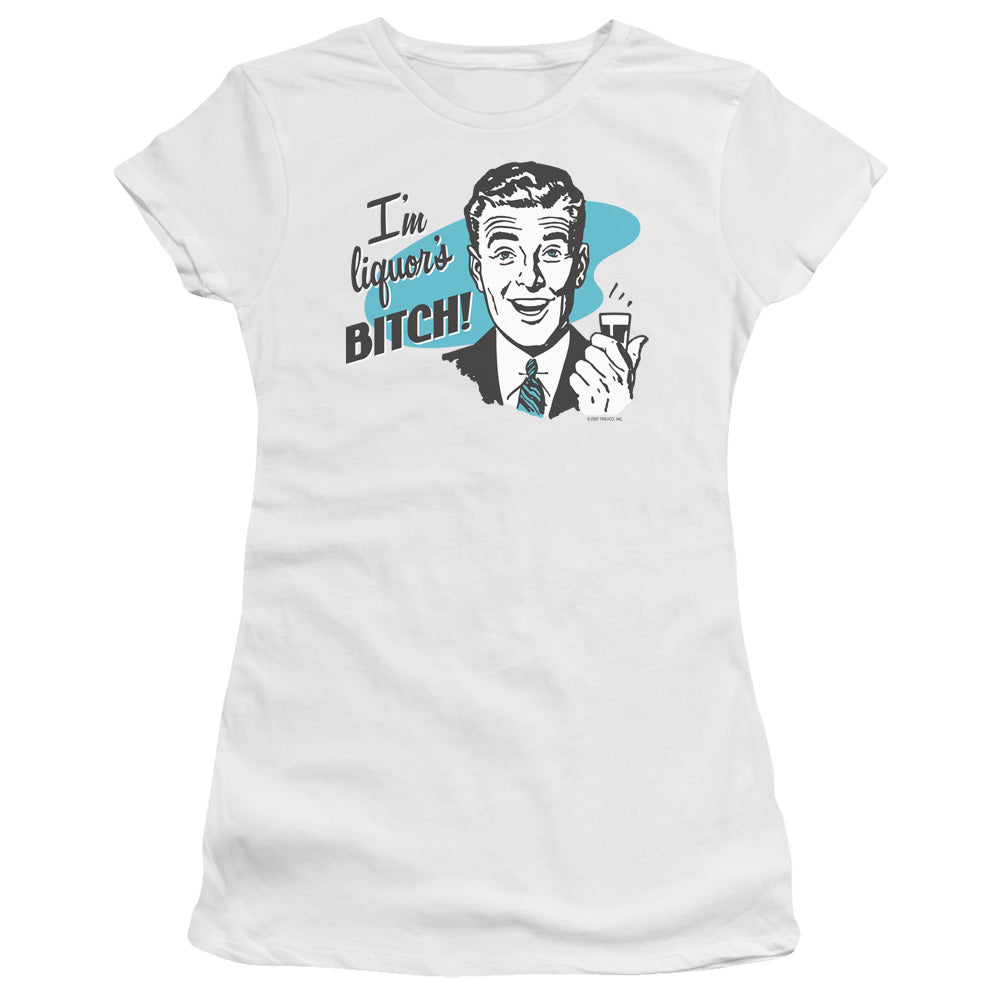 Liquors Bitch - Short Sleeve Junior Sheer - White T-shirt