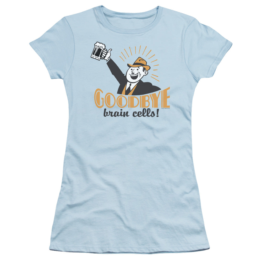 Goodbye Brain Cells - Short Sleeve Junior Sheer - Light Blue T-shirt