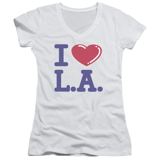 I Love L.a. - Junior V-neck - White