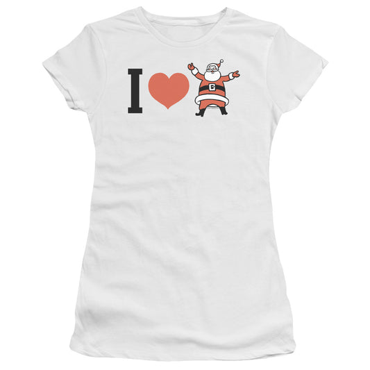 I Heart Santa - Short Sleeve Junior Sheer - White T-shirt