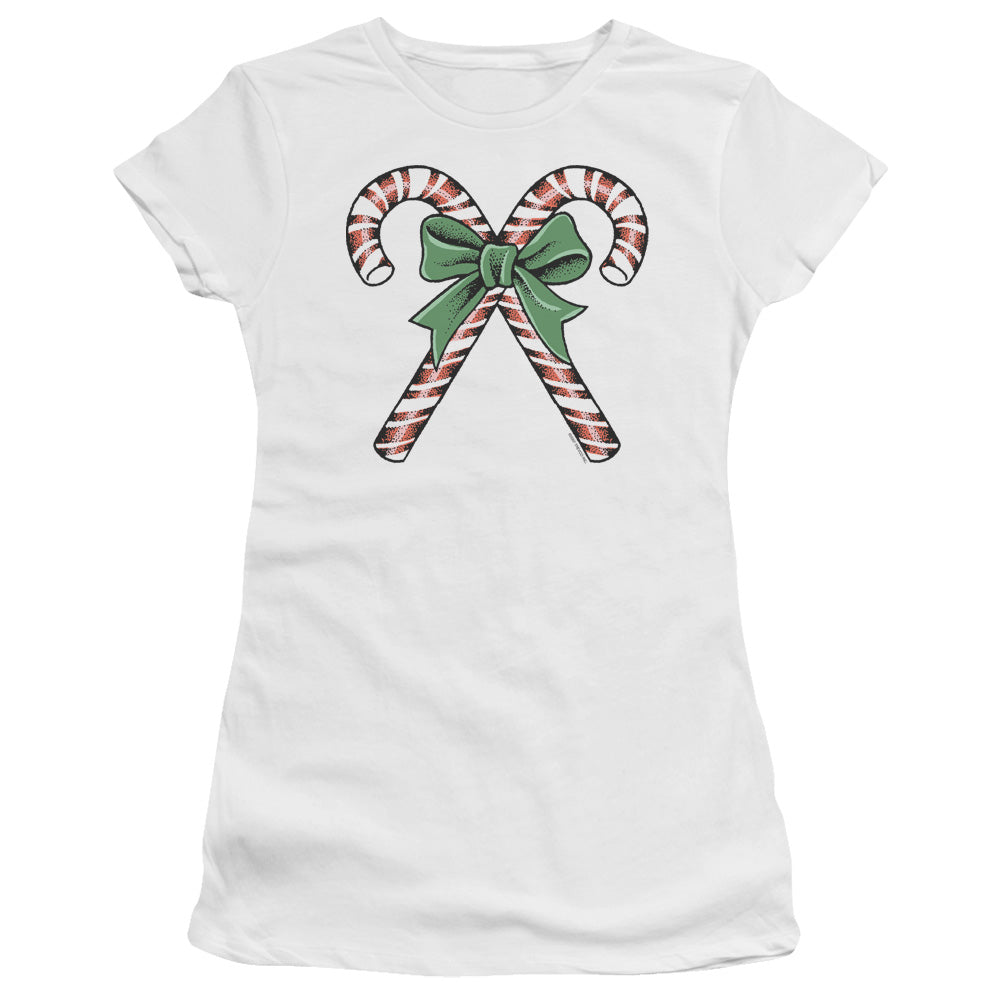 Candy Canes - Short Sleeve Junior Sheer - White T-shirt