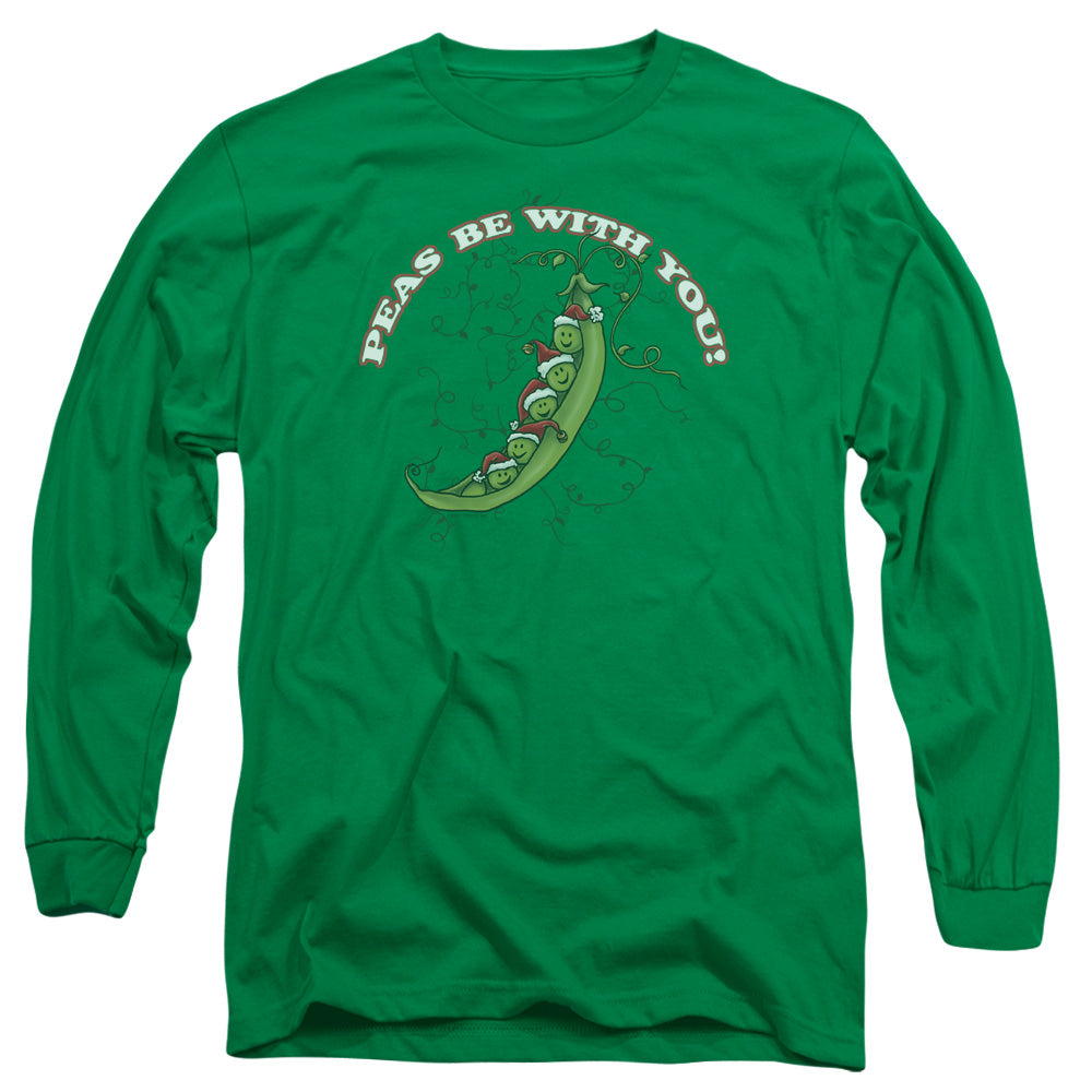 Peas Be With You - Long Sleeve Adult 18 - 1 - Kelly Green T-shirt