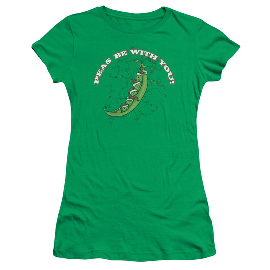 Peas Be With You - Short Sleeve Junior Sheer - Kelly Green T-shirt