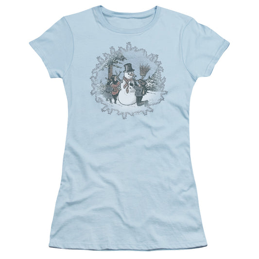 Let It Snow - Short Sleeve Junior Sheer - Light Blue T-shirt