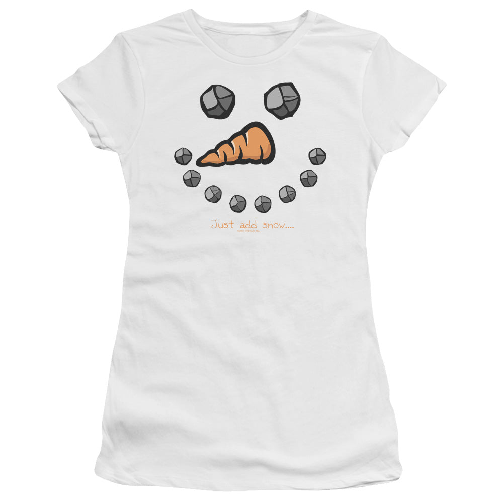 Just Add Snow - Short Sleeve Junior Sheer - White T-shirt