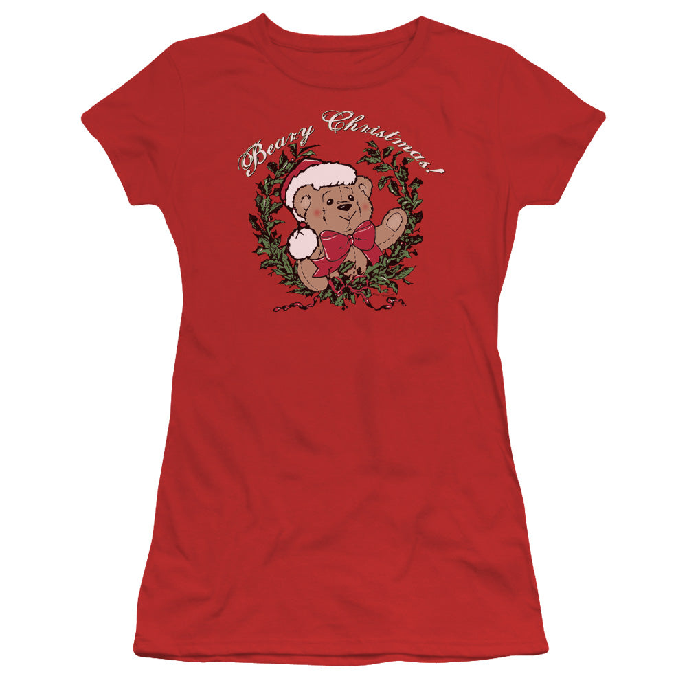 Beary Christmas - Short Sleeve Junior Sheer - Red T-shirt