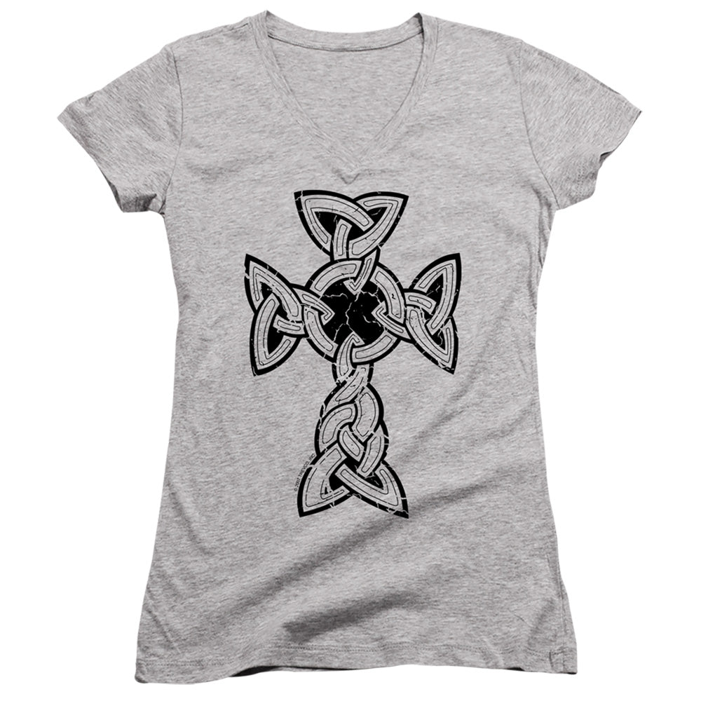 Knotted Celtic Cross-junior V-neck - Athletic Heather