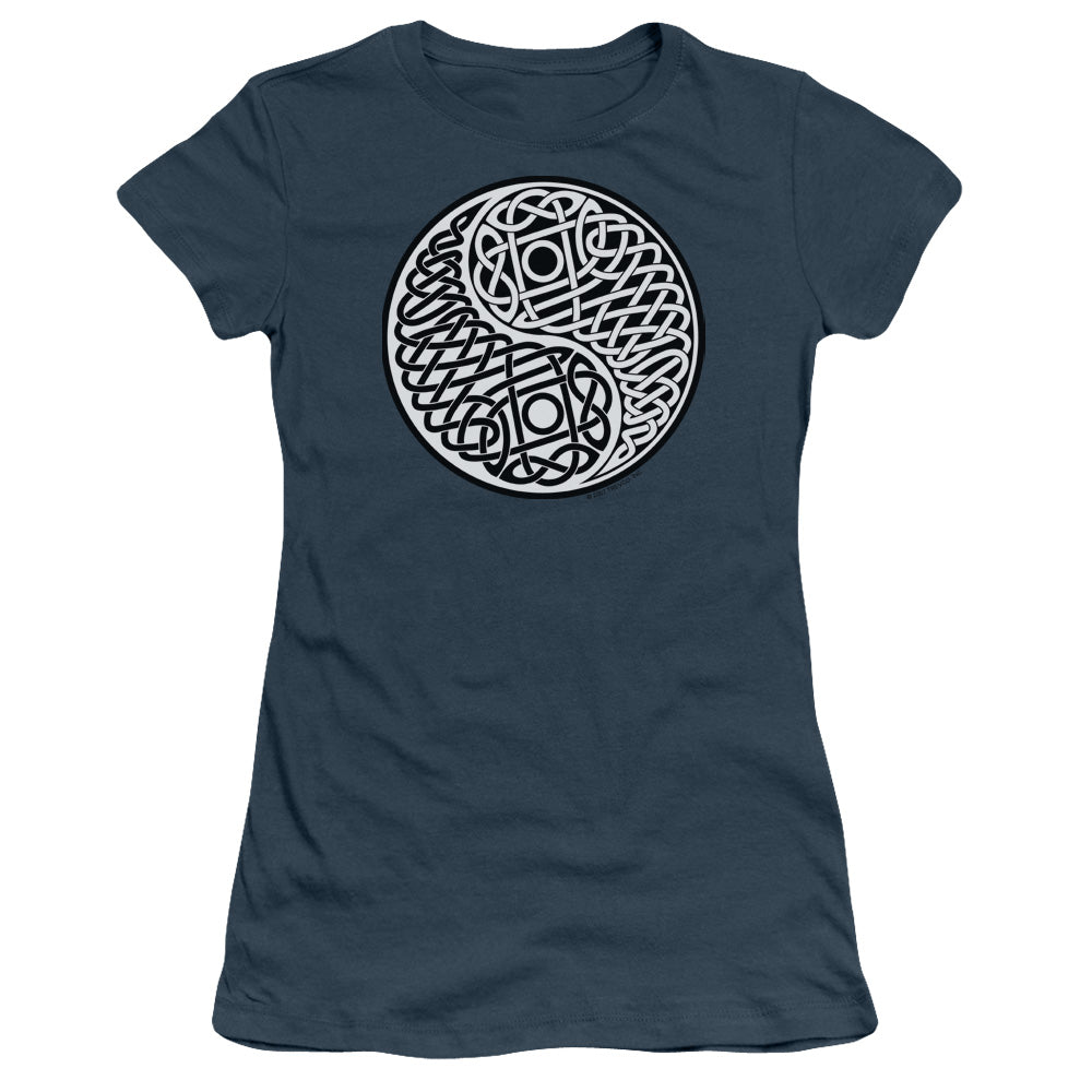 Celtic Ying Yang - Short Sleeve Junior Sheer - Indigo T-shirt