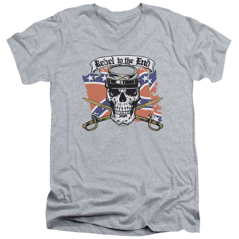 Rebel To The End - Short Sleeve Adult V-neck - Athletic Heather T-shirt