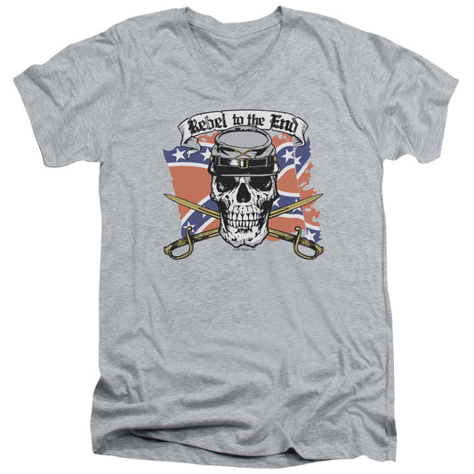 Rebel To The End - Short Sleeve Adult V-neck - Athletic Heather T-shirt