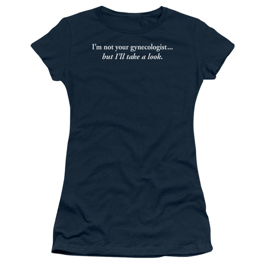Gynecologist - Short Sleeve Junior Sheer - Navy T-shirt