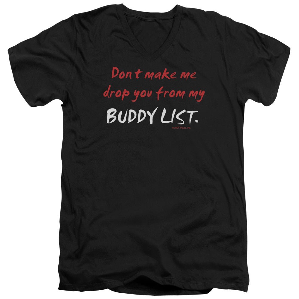 Buddy List - Short Sleeve Adult V-neck - Black T-shirt
