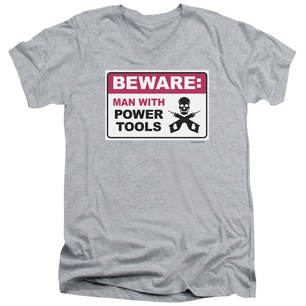 Beware - Short Sleeve Adult V-neck - Athletic Heather T-shirt