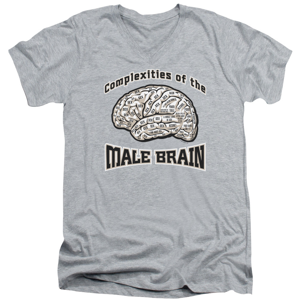 Male Brain - Short Sleeve Adult V-neck - Athletic Heather T-shirt