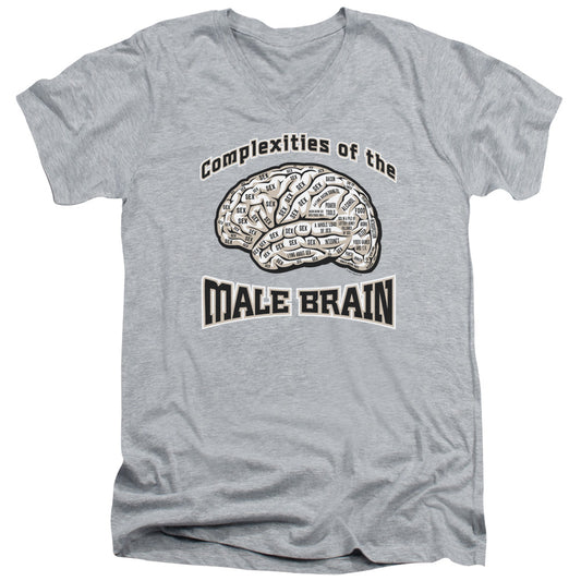 Male Brain - Short Sleeve Adult V-neck - Athletic Heather T-shirt