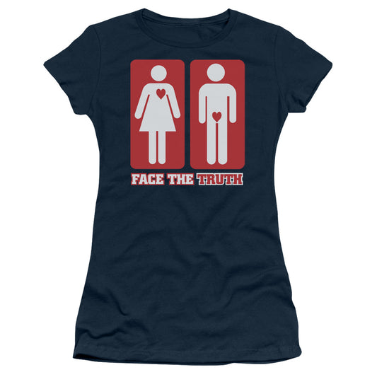 Face The Truth - Short Sleeve Junior Sheer - Navy T-shirt
