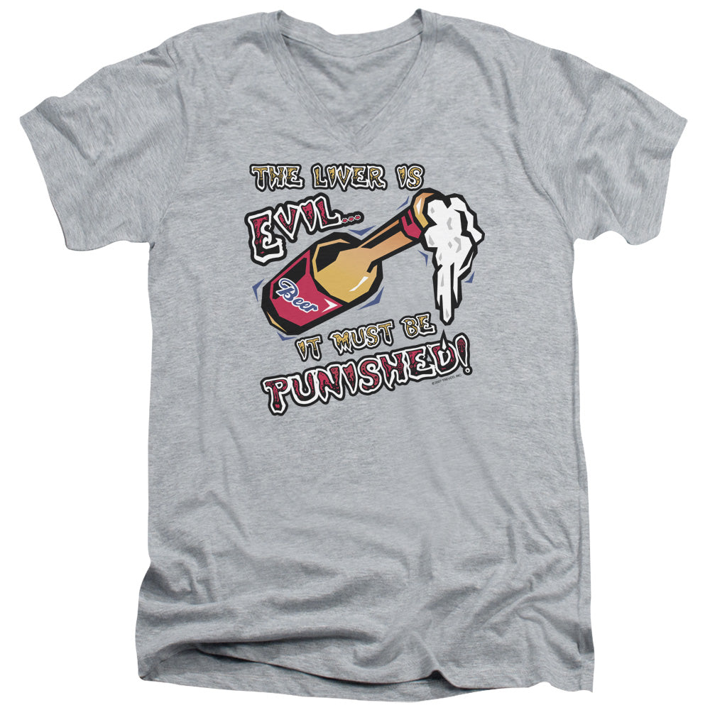 The Liver Is Evil - Short Sleeve Adult V-neck - Athletic Heather T-shirt