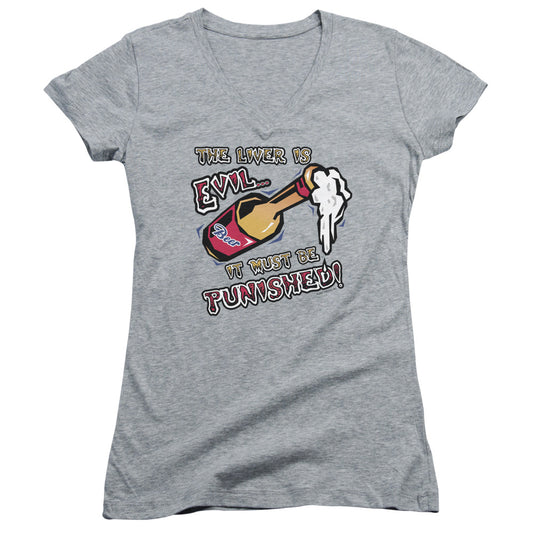 The Liver Is Evil - Junior V-neck - Athletic Heather