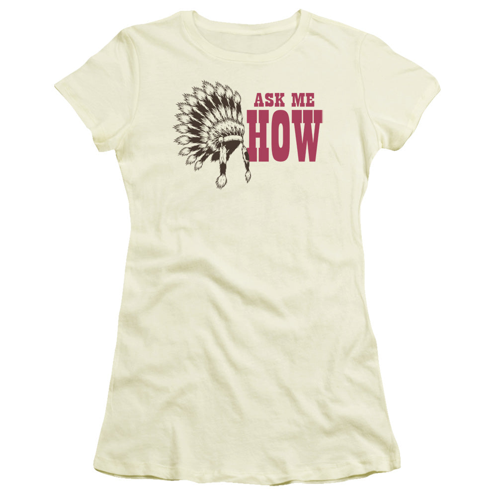 Ask Me How - Short Sleeve Junior Sheer - Cream T-shirt