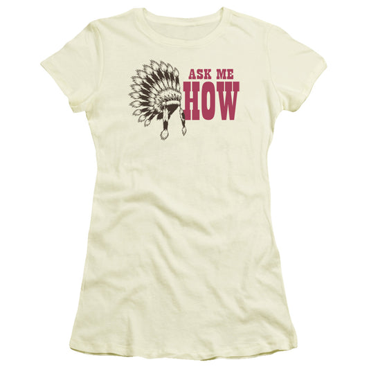 Ask Me How - Short Sleeve Junior Sheer - Cream T-shirt