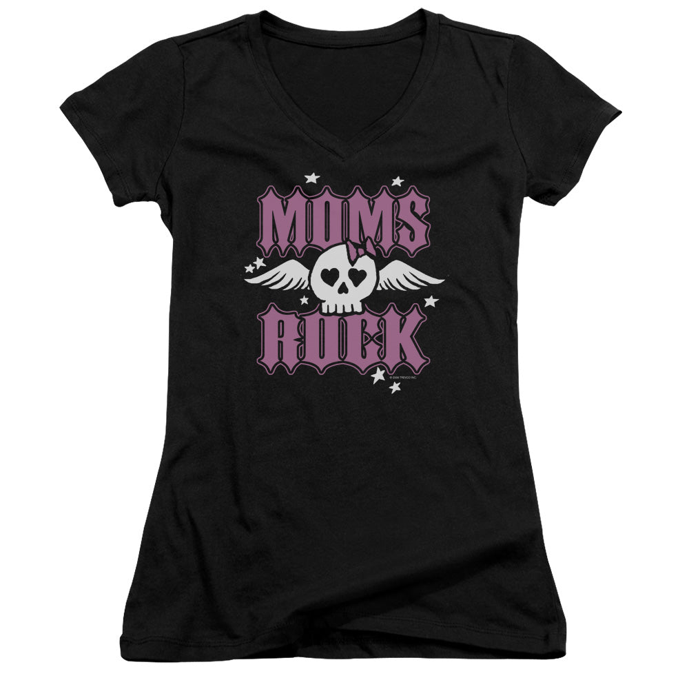 Moms Rock - Junior V-neck - Black