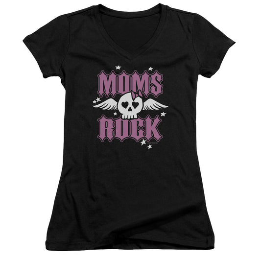 Moms Rock - Junior V-neck - Black