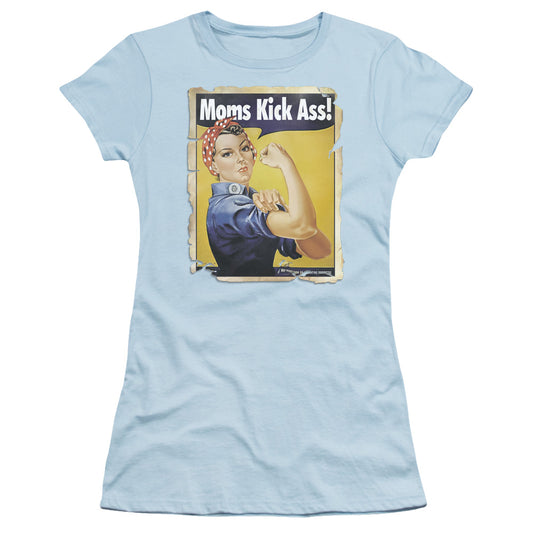 Moms Kick - Short Sleeve Junior Sheer - Light Blue T-shirt