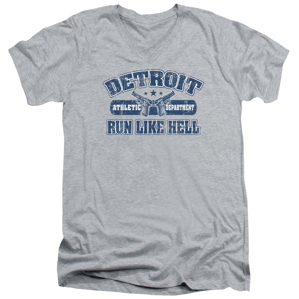Run Like Hell - Short Sleeve Adult V-neck - Athletic Heather T-shirt