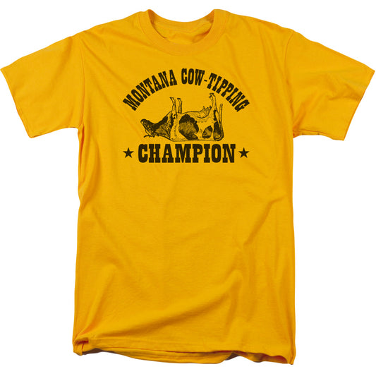 Cow Tipping Champion - Short Sleeve Adult 18 - 1 - Gold T-shirt