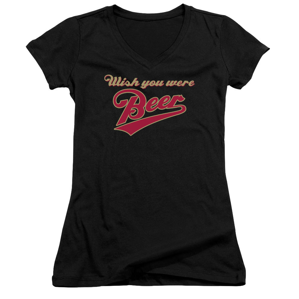 Wish You Were Beer - Junior V-neck - Black