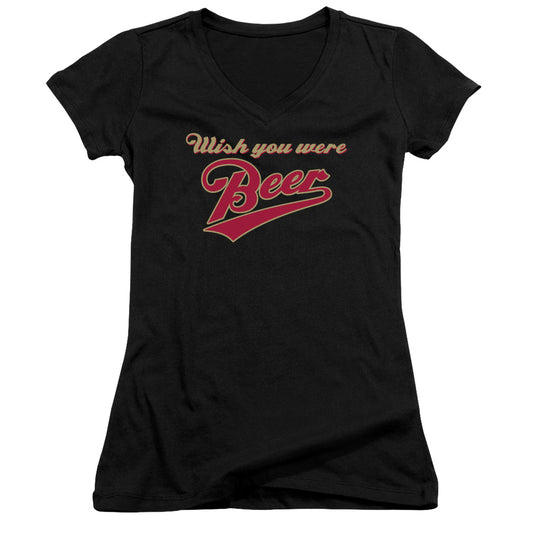 Wish You Were Beer - Junior V-neck - Black