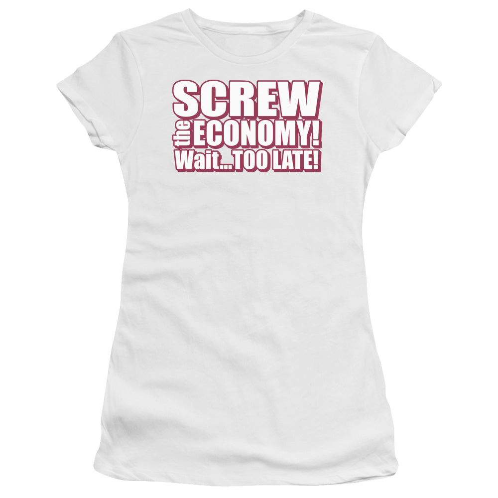 Too Late - Short Sleeve Junior Sheer - White T-shirt