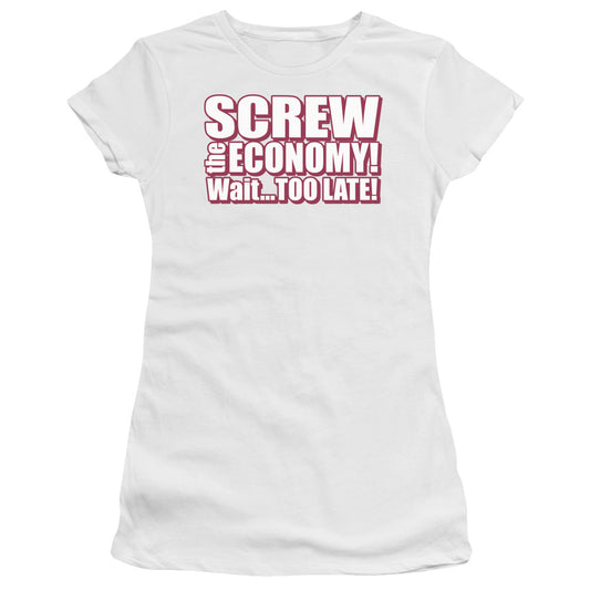 Too Late - Short Sleeve Junior Sheer - White T-shirt