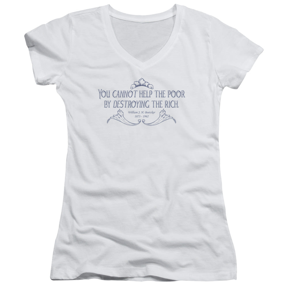 Cannot Help The Poor-junior V-neck - White